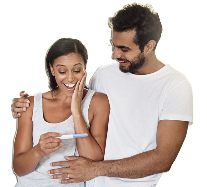 Image of couple with positive pregnancy test