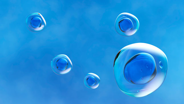 3D blue cells floating
