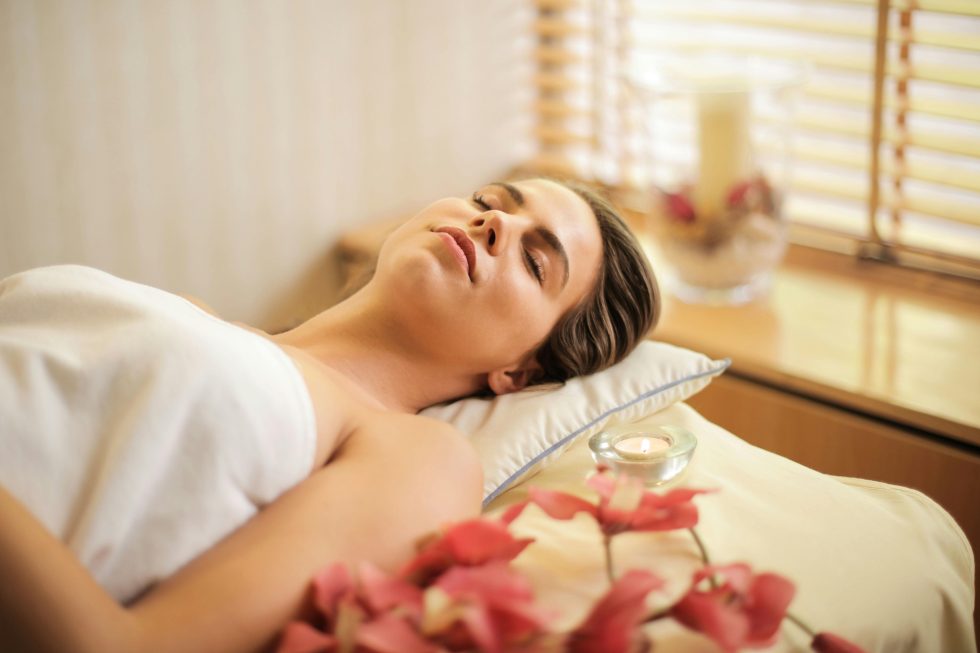 Woman at spa relaxing