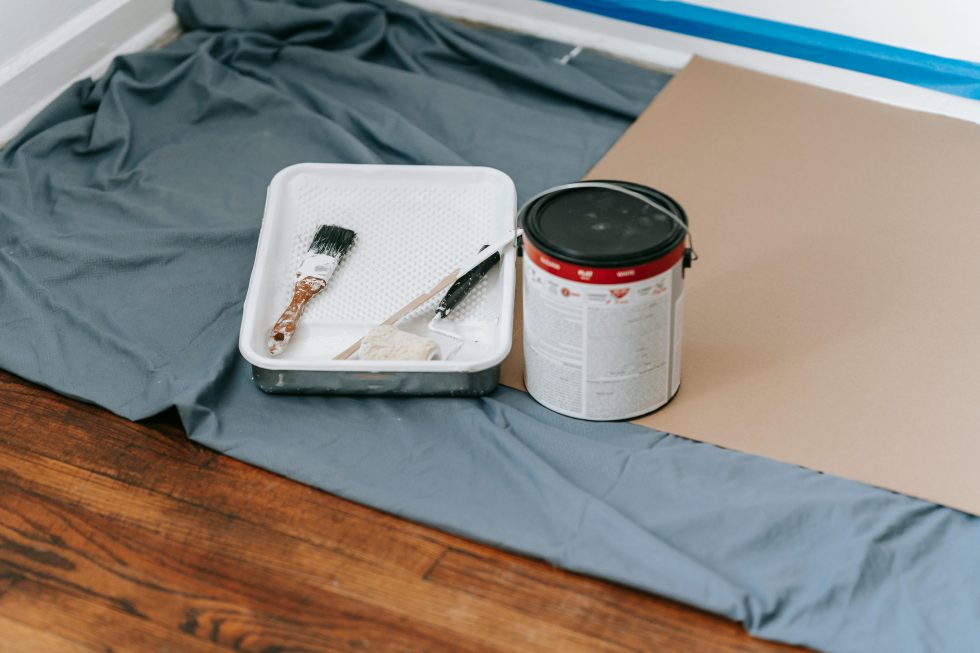 Painting tools on floor