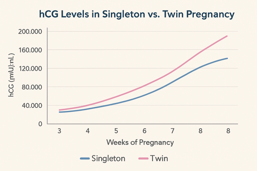 hcg levels in singleton vs twin pregnancy